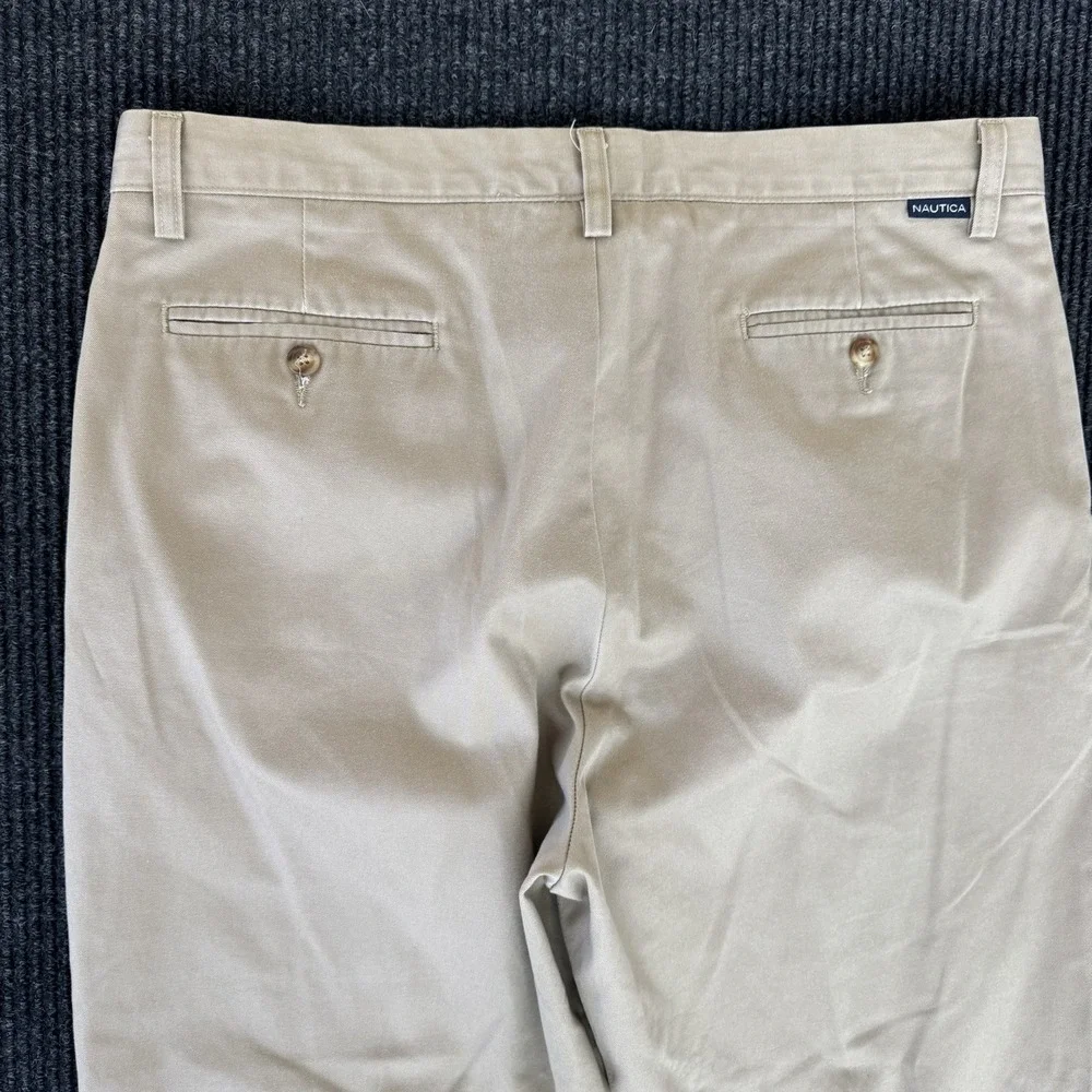 Nautica Clipper Wrinkle Resistant Pants Flat Front Khaki Mens 36x30